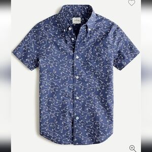 Crewcuts Boys Short-sleeve Nautical Printed Poplin shirt In Navy Size 12